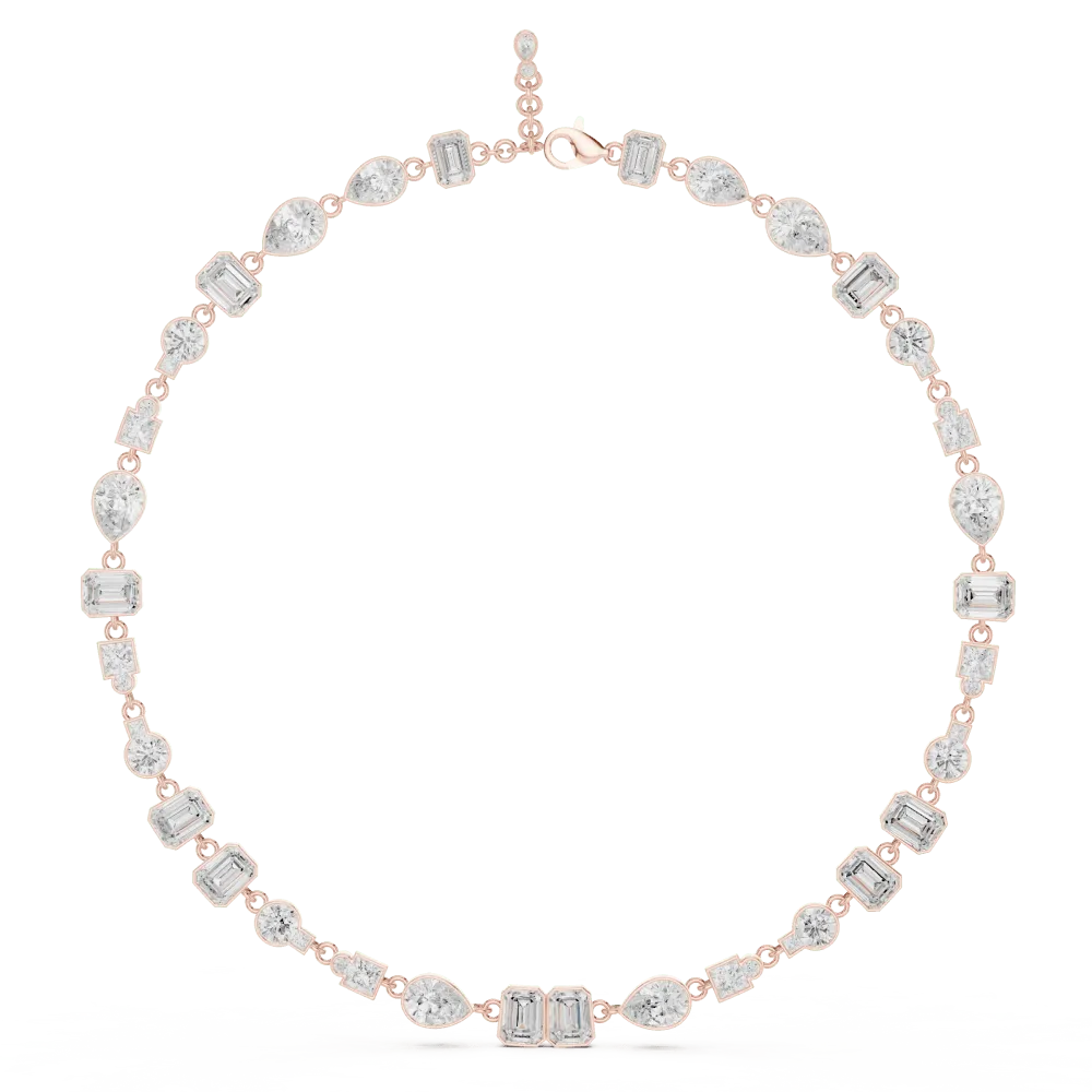 Emerald Pear Princess Round Moissanite Necklace