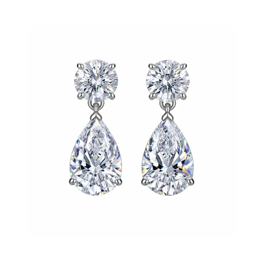 Pear Drop Silver Danglers