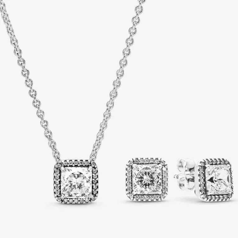 Halo Princess cut diamond pendant set view 1